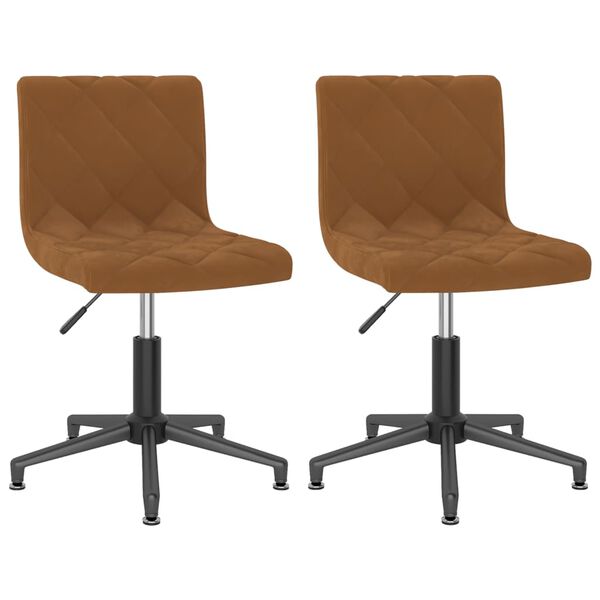 vidaXL Scaune de bucătărie pivotante, 2 buc., maro, catifea
