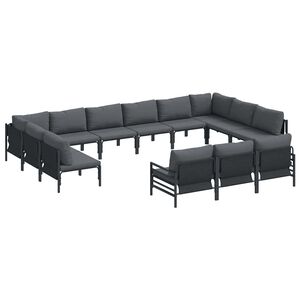 vidaXL Set de canapele pentru grădină 13 buc. Negru Oțel