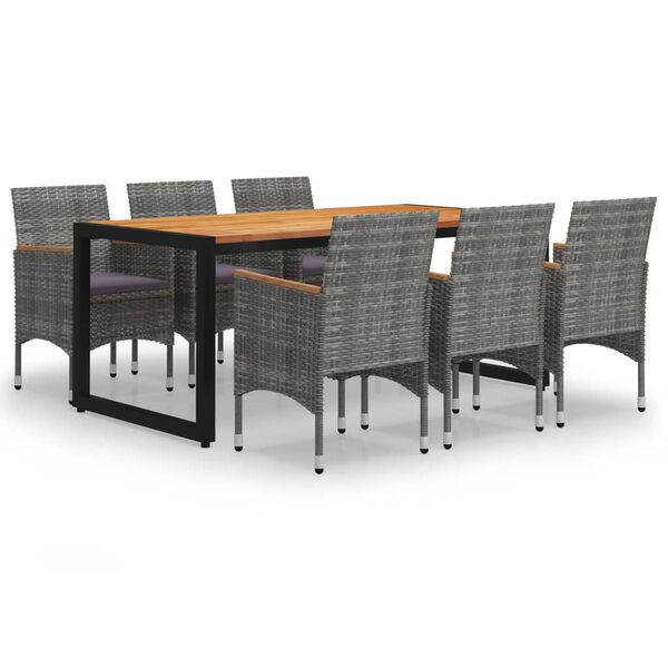 vidaXL Set de masă pentru grădină, 7 piese, gri