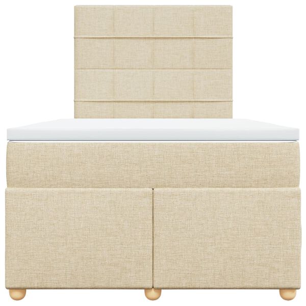 vidaXL Pat continental cu saltea, crem, 120x190 cm, textil