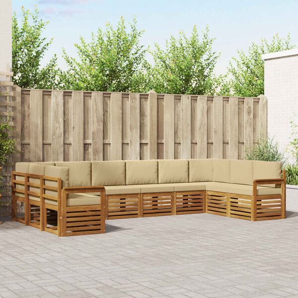 vidaXL Set canapea sectională cu pernă 10 pcs Natural și Bej