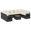 vidaXL Set canapele de grădină cu perne, 10 piese, negru, poliratan