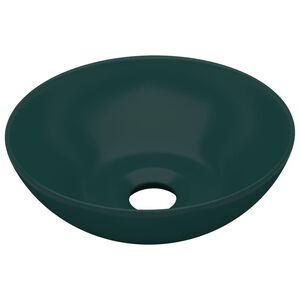 vidaXL Chiuvetă de baie, verde &icirc;nchis, ceramică, rotund