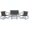 vidaXL Set mobilier de grădină, cu perne, antracit, 4 piese, oțel