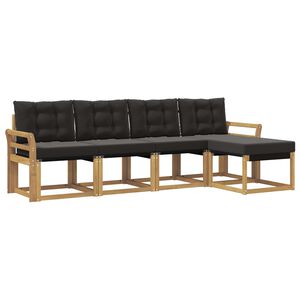 vidaXL Set de canapele de exterior cu pernă 5 pcs Alb și negru