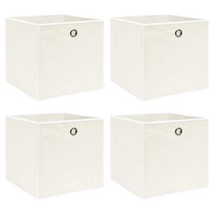 vidaXL Cutii de depozitare, 4 buc., alb, 32x32x32 cm, textil