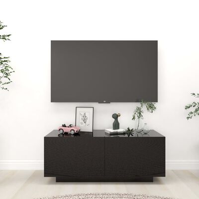 vidaXL Comodă TV, negru extralucios, 100x35x40 cm, PAL