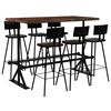 vidaXL Set mobilier de bar, 7 piese, multicolor, lemn masiv reciclat