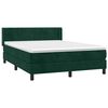 vidaXL Pat box spring cu saltea, verde &icirc;nchis, 140x190 cm, catifea