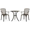 vidaXL Set mobilier bistro, 3 piese, bronz, aluminiu turnat