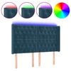 vidaXL Tăblie de pat cu LED, albastru &icirc;nchis, 147x16x118/128cm catifea