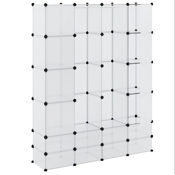 vidaXL Dulap modular cu 18 compartimente alb 37 x 146 x 180,5 cm