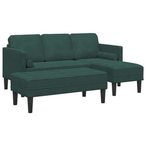 vidaXL Set de canapea 2 buc. Verde &icirc;nchis Poliester