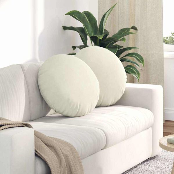 vidaXL Perne de Șezut 2 pcs Crem &Oslash; 40 x 13 cm Catifea