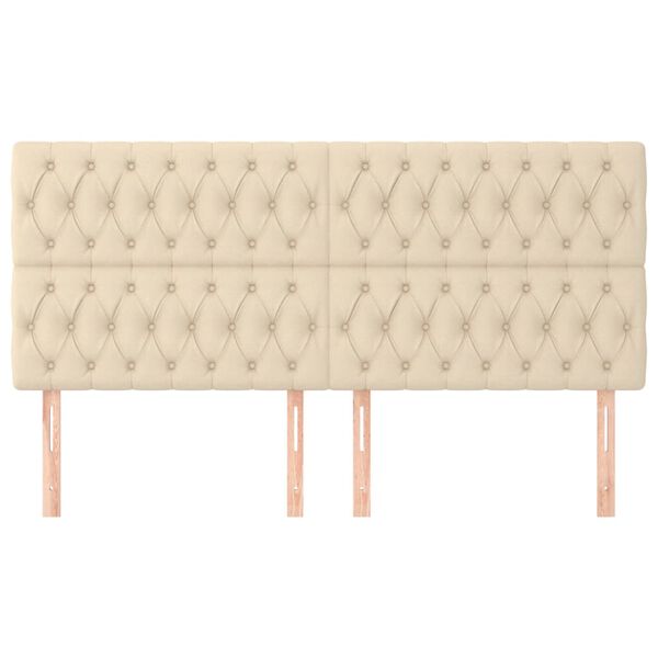 vidaXL Tăblie de pat crem 180x7x118/128 cm, material textil