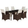 vidaXL Set bistro de grădină cu perne, 7 piese, maro, poliratan