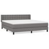vidaXL Pat continental cu saltea, gri &icirc;nchis, 160x200 cm, țesătură