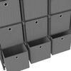 vidaXL Raft expunere, 12 cuburi + cutii, gri, 103x30x141 cm, textil