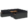 vidaXL Set canapele grădină cu perne 11 piese, negru, poliratan/acacia