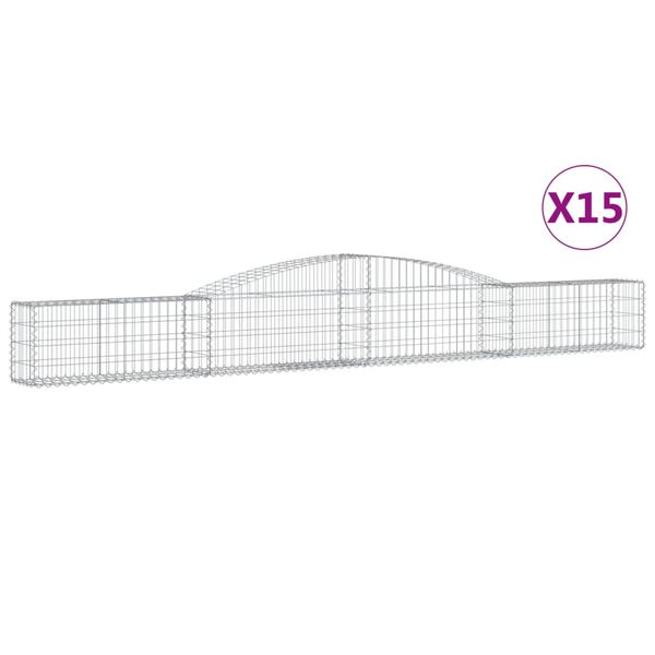vidaXL Coșuri gabion arcuite 15 buc, 400x30x40/60 cm, fier galvanizat