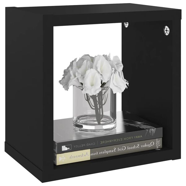 vidaXL Rafturi de perete cub, 6 buc., negru, 22x15x22 cm