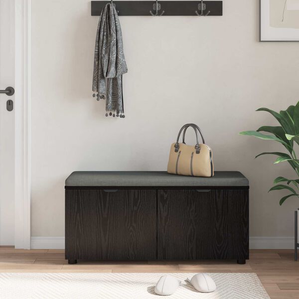 vidaXL Bancă pentru hol cu pernă cu ușă Stejar Negru 100 x 38 x 46 cm