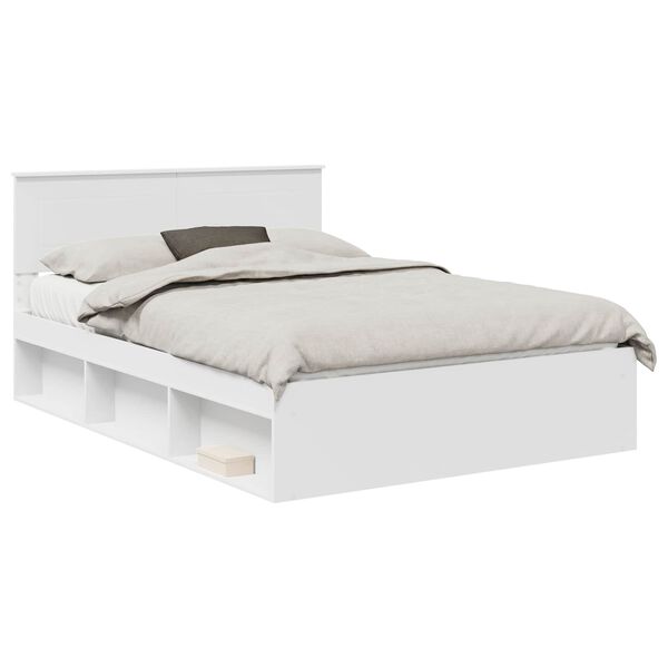 vidaXL Cadru de pat cu headboard Alb 140 x 190 cm Lemn compozit