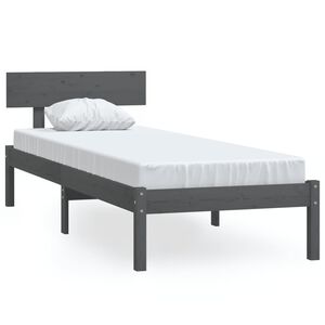 vidaXL Cadru de pat single, gri, 90x190 cm, lemn masiv de pin