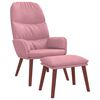 vidaXL Scaun de relaxare cu taburet, roz, catifea