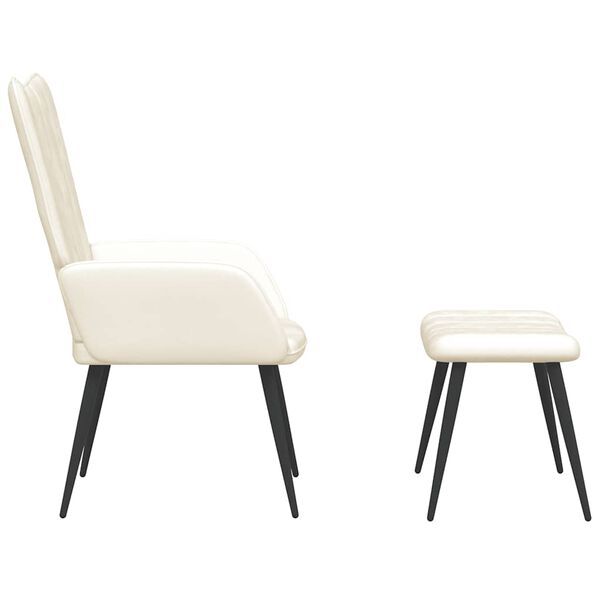 vidaXL Scaun de relaxare cu taburet, alb crem, catifea