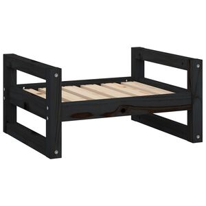 vidaXL Pat pentru c&acirc;ini, negru, 55,5x45,5x28 cm, lemn masiv de pin