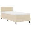 vidaXL Pat cu arcuri cu saltea cu headboard Crem 90 x 200 cm țesătură