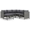 vidaXL Set mobilier de grădină cu perne, 6 piese, gri, poliratan