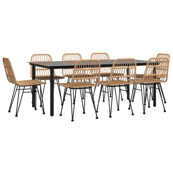 vidaXL Set mobilier de grădină, 9 piese, poliratan