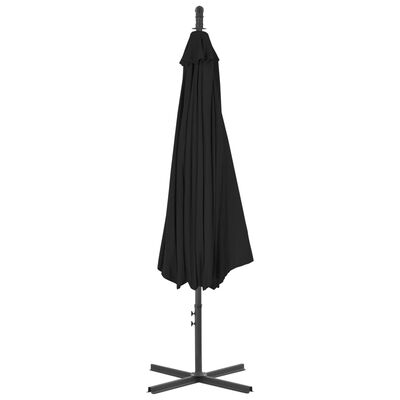 vidaXL Umbrelă suspendată cu stâlp din oțel, negru, 300 cm