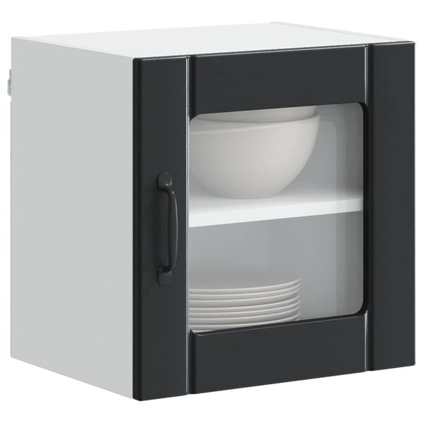 vidaXL Dulap de bucătărie 2 pcs Negru 40 x 31 x 40 cm Lemn compozit