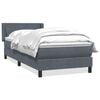 vidaXL Pat box spring cu saltea, gri &icirc;nchis, 80x210 cm, catifea