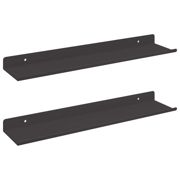vidaXL Raft de perete cu raft Pe perete 2 pcs Negru 40 x 8,5 x 2,5 cm
