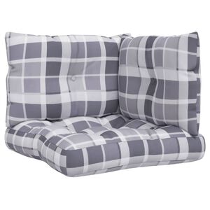 vidaXL Perne de paleți, 3 buc., gri carouri, material textil