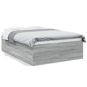 vidaXL Cadru de pat, gri sonoma, 140x190 cm, lemn prelucrat