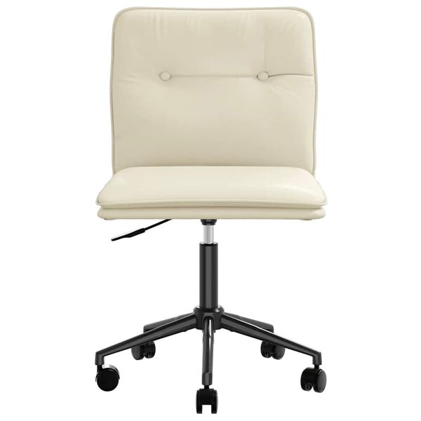 vidaXL Scaune de bucătărie, 2 buc., crem, piele ecologică