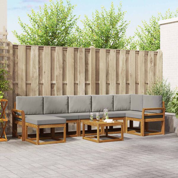 vidaXL Set de canapele de exterior 8 pcs Gri natural și deschis