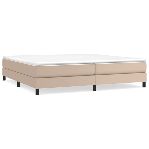 vidaXL Pat continental cu saltea, cappuccino, 200x200 cm, piele eco