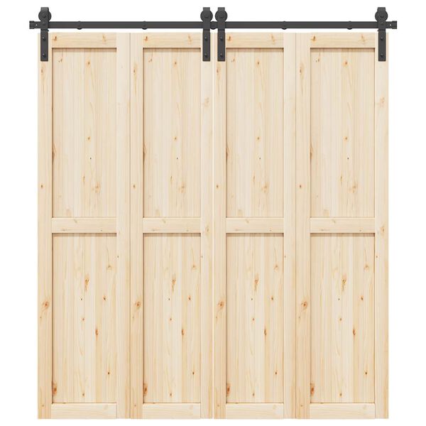 vidaXL Set feronerie pentru uși glisante, negru, 200 cm, oțel