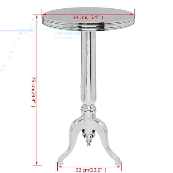 vidaXL Masă laterală rotundă din aluminiu, argintiu
