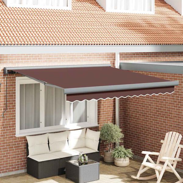 vidaXL Copertină retractabilă manual, maro, 300x250 cm