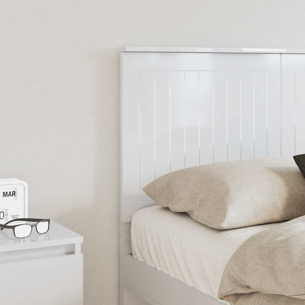 vidaXL Tăblie cap cu headboard Alb Lucios 135 cm Lemn compozit