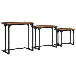 vidaXL Masă de Cafea cu Tăvi Lăsate 3 pcs Lemn vechi Lemn compozit
