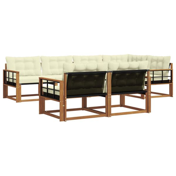 vidaXL Set de canapele de exterior cu pernă 7 pcs Natural și Crem