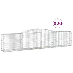 vidaXL Coșuri gabion arcuite 20 buc, 400x50x80/100 cm, fier galvanizat